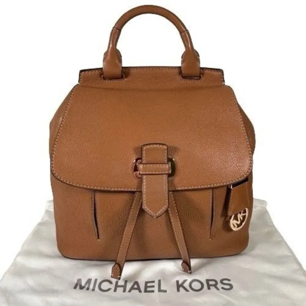 Michael Kors Romy Acorn Brown Pebbled Leather Medium Backpack Handbag